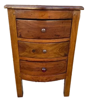 Vintage Farmhouse Style Bow Front 3 Drawer Small Bachelor's Chest or Nightstand