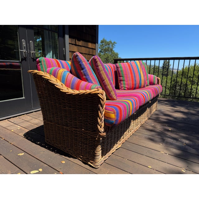 Boho Chic 1970s California Wicker Works Sofa For Sale - Image 3 of 9