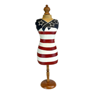 1980s Vintage Americana Patriotic Flag Paper Mache Dress Form Mannequin Centerpiece Holiday Accent - 4th of July