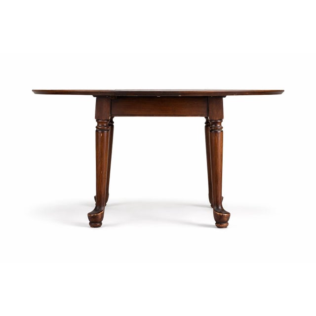 Mid 20th Century 1930s Tryner-Fletcher Co. Los Angeles Solid Wood Drop-Leaf Coffee Table – 48” Round For Sale - Image 5 of 8