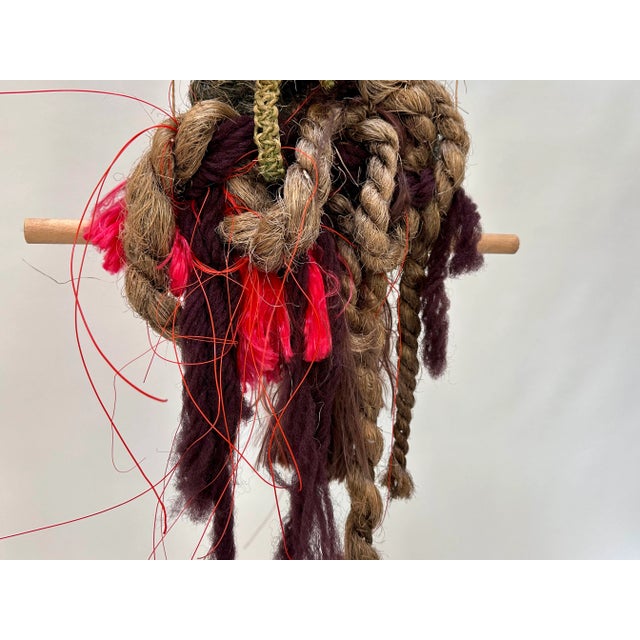 Large Hand-Woven Apple Tree Macramé Art Wall Hanging in Coconut Fibers with Pinewood Details, West-Germany, 1970s For Sale - Image 16 of 18