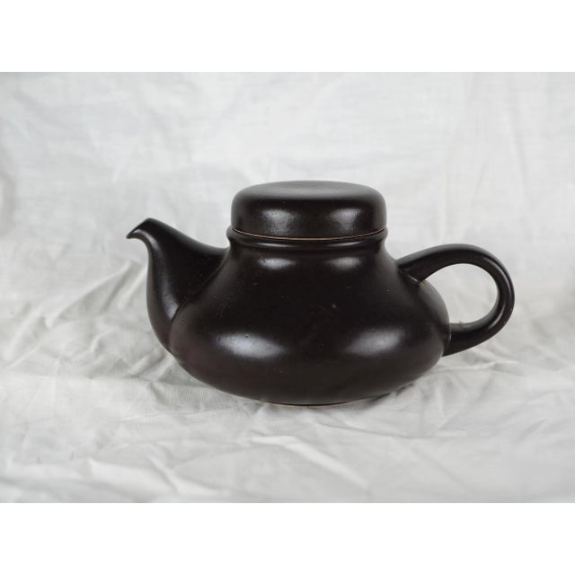 Mid-Century Modern 1970s Italian Franco Pozzi Gresline Black Teapot For Sale - Image 3 of 11