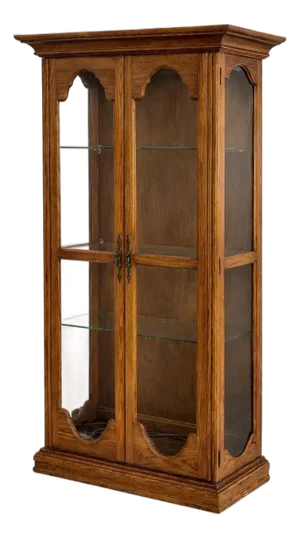 Vintage Harbor House Solid Oak Lighted Curio Cabinet With Glass Sides – Model 9630 – Adjustable Shelves