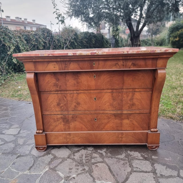 Early 19th Century Antique Empire Walnut Chests of Drawers with Iranian Marble, 1810, Set of 2 For Sale - Image 5 of 16