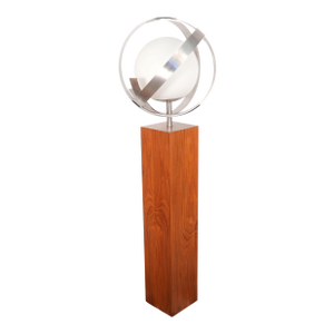 Laurel Lamp Co. Saturn Globe Aluminum Floor Lamp Walnut Base