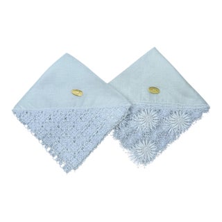 Austrian Lace and Linen Handkerchief-a Pair For Sale