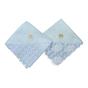 Vintage Austrian Lace and Linen Handkerchief-a Pair