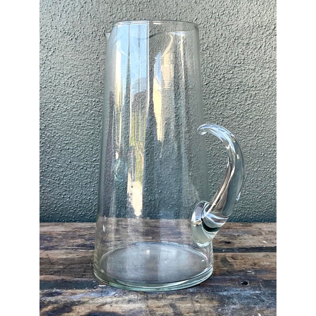Vintage Boho Blown Glass Pitcher For Sale In West Palm - Image 6 of 6
