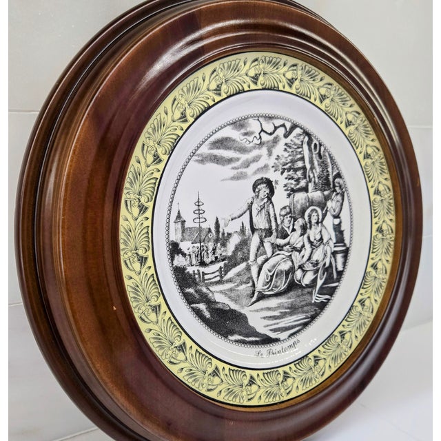 Mottahedeh Mottahedeh “Le Printemps” Italian Transferware Plate in Van Hygan & Smythe Wood Frame For Sale - Image 4 of 8