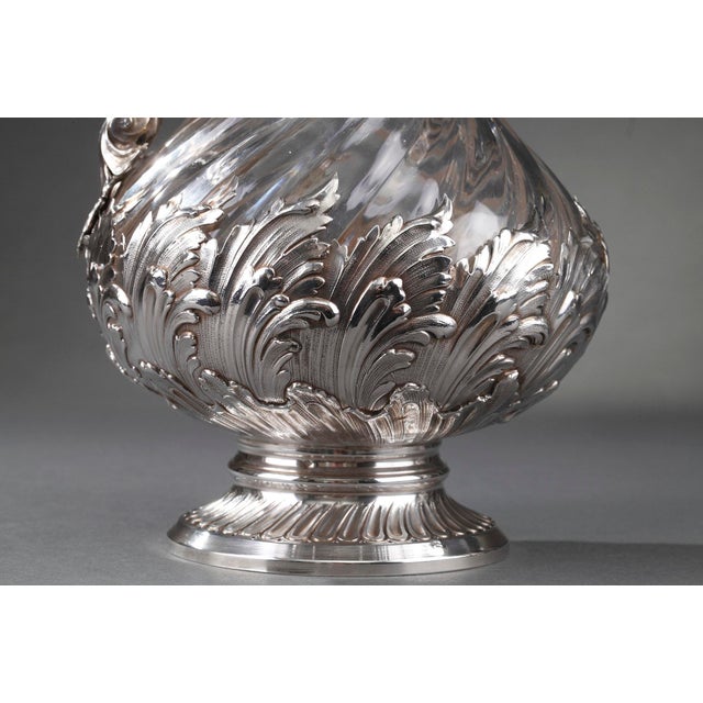 Silver and Crystal Ewers by Master Silversmith Labat Pugibet Henin, 1880, Set of 2 For Sale - Image 16 of 18