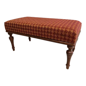 Houndstooth Fabric Upholstered Bench