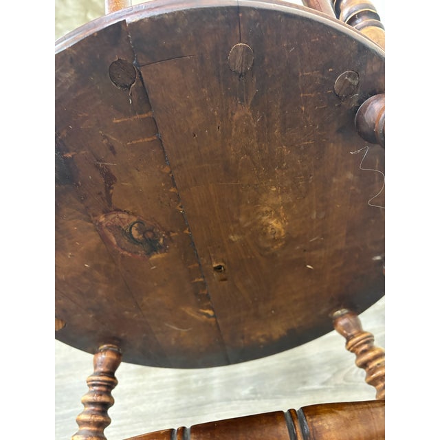 Wood Antique Windsor Style Sack Back Rush Seat Dining or Accent Arm Chair For Sale - Image 7 of 8