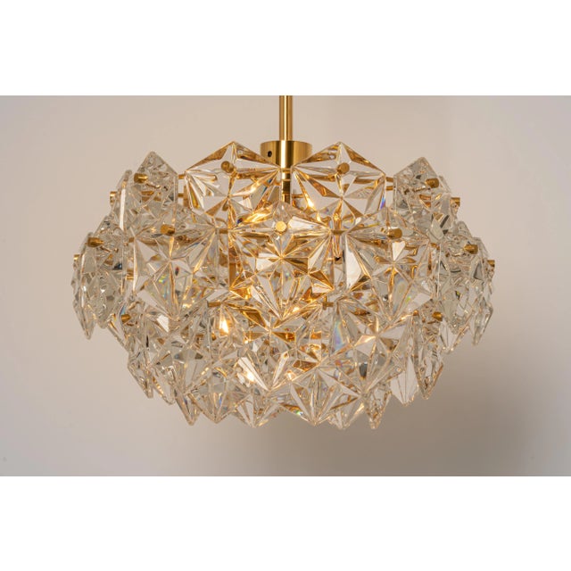 Petite German Brass and Crystal Glass Chandeliers by Kinkeldey, 1970s For Sale - Image 3 of 16