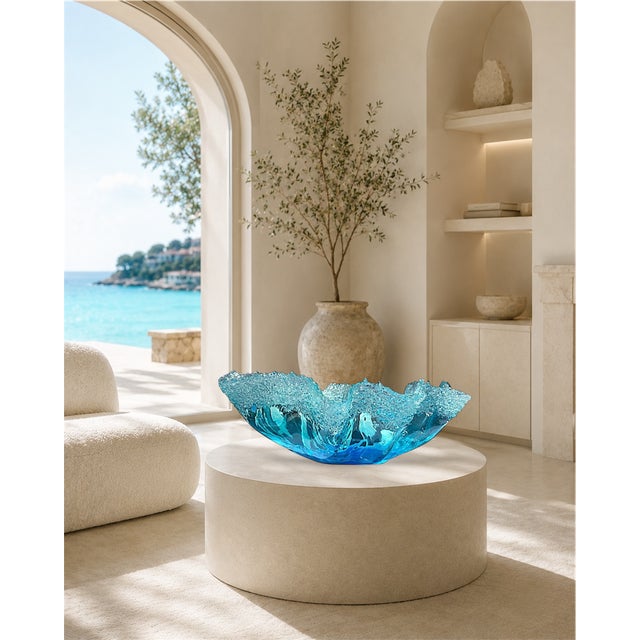Not Yet Made - Made To Order Contemporary Coastal Resin Wave Bowl For Sale - Image 5 of 6