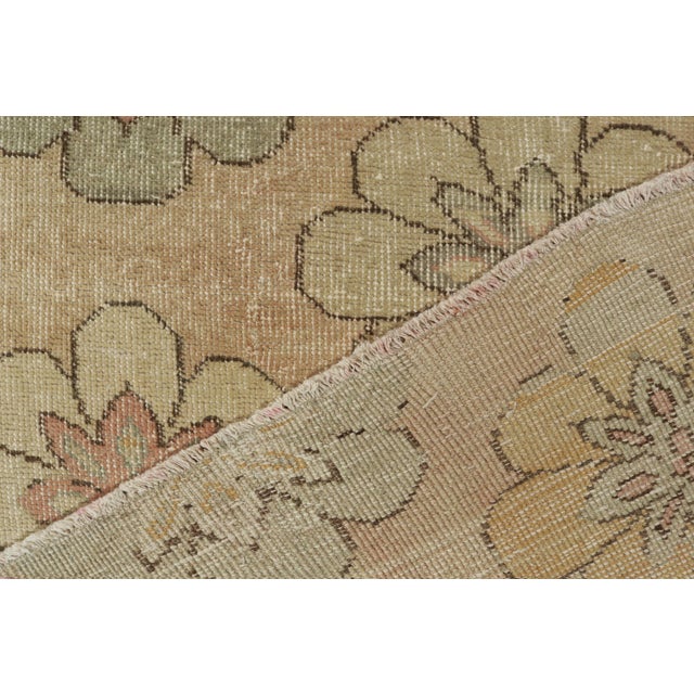 Beige 1960s Vintage Zeki Müren Rug in Beige, Pink, Red, White Floral Medallions For Sale - Image 8 of 8