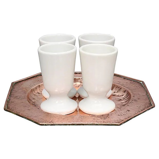 Early 20th Century French Copper & Ceramic Coffee Set, 5 Pcs For Sale - Image 4 of 4