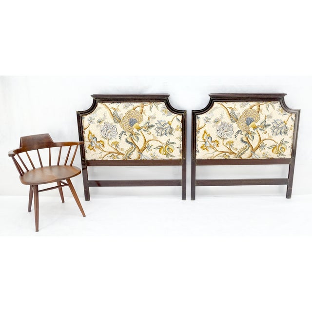 Pair of Very Fine Cerused Mahogany New Upholstery Twin Size Headboards Beds MINT For Sale - Image 12 of 18