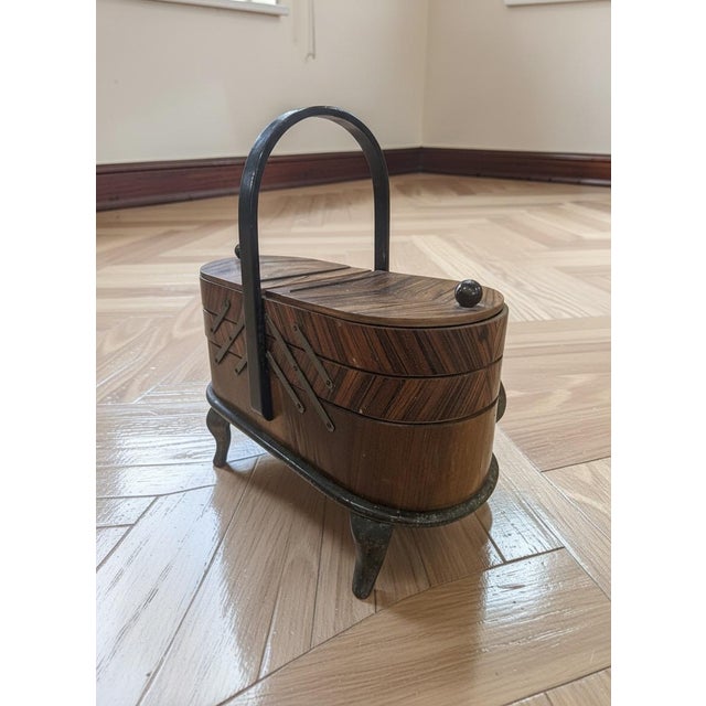 Art Deco Sewing Holder in Walnut Root, 1920s For Sale - Image 6 of 10