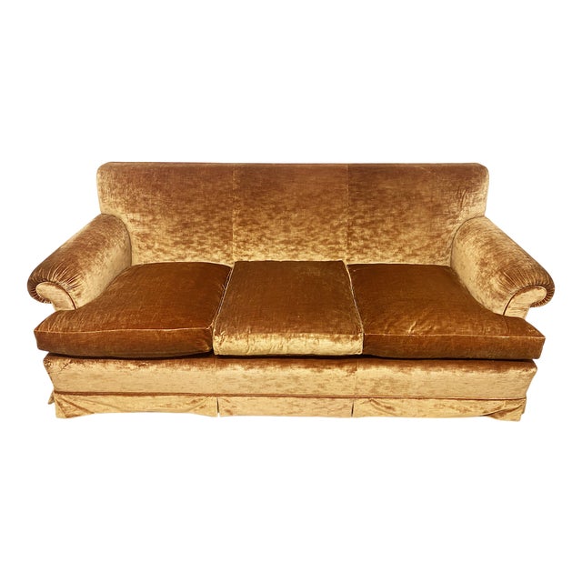 Vintage Silk Velvet Sofa, 1950s For Sale