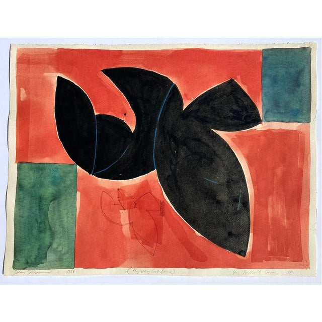 Black 1988 Sidney Guberman Abstract Painting For Sale - Image 8 of 8