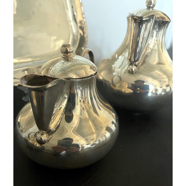 Mexican Modernistic Sterling Silver Tea Coffee Set by Hector Aguilar For Sale - Image 12 of 18