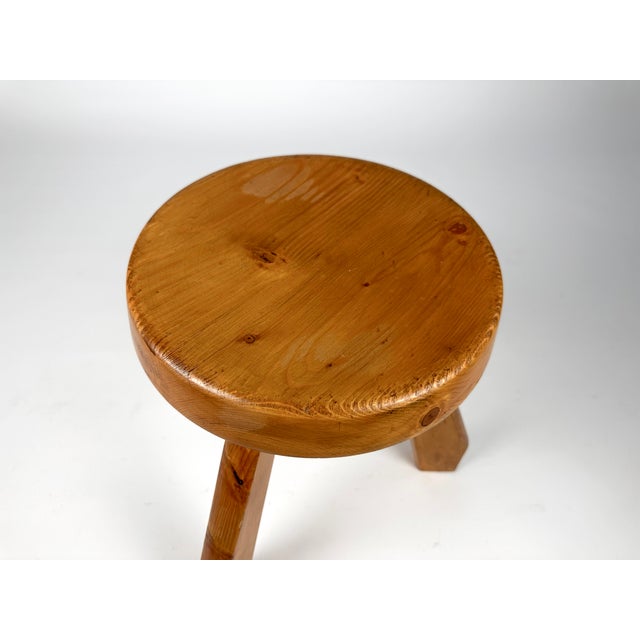 Pine Sandoz Stool by Charlotte Perriand for Les Arcs, France, 1960s For Sale - Image 14 of 18