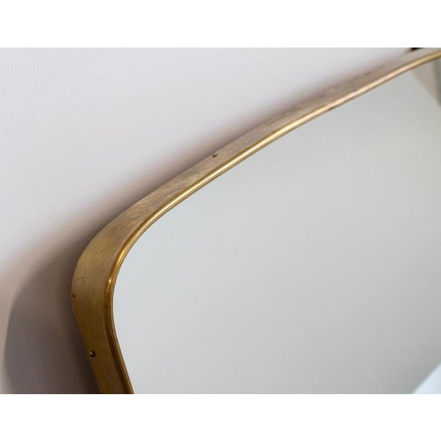 1950s Mid-Century Italian Wall Mirror with Brass Frame, 1950s For Sale - Image 5 of 10
