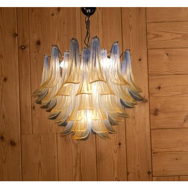 Chandelier with Opal Tulip Murano Glass, 1972 For Sale - Image 6 of 12