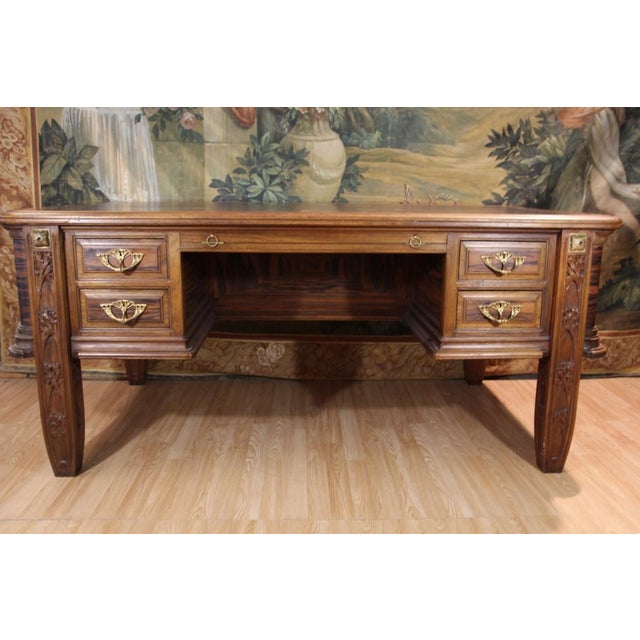 Art Deco desk set, including a desk and executive chair, designed by Jules Cayette, a major figure of the Nancy School....