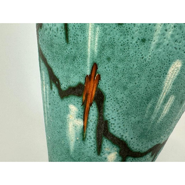 Aqua Fat Lava Ceramic Floor Vase from Scheurich Keramik, 1960s For Sale - Image 8 of 10
