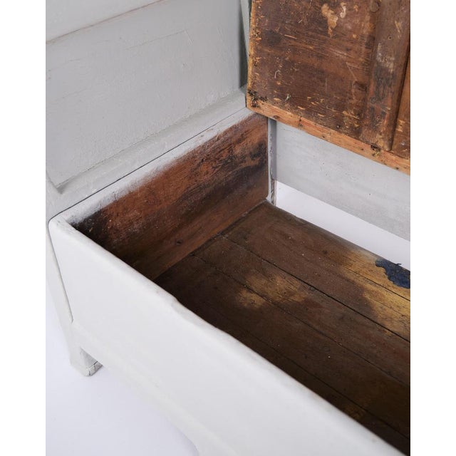 Antique Grey Storage Bench in Pine Wood, 1890s For Sale - Image 6 of 11