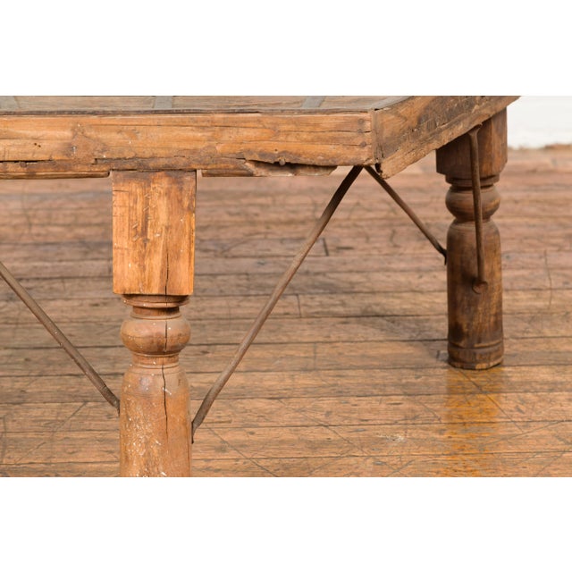 19th Century Indian Bullock Cart Made into a Coffee Table with Iron Details For Sale - Image 10 of 13