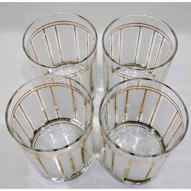 Metal Vintage 22k Gold Culver ServeMates Double Old Fashioned Glasses – Set of 4 For Sale - Image 7 of 7