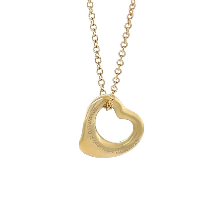 2020s Tiffany & Co 18ct Yellow Gold Elsa Peretti Open Heart Pendant 3g For Sale - Image 5 of 7