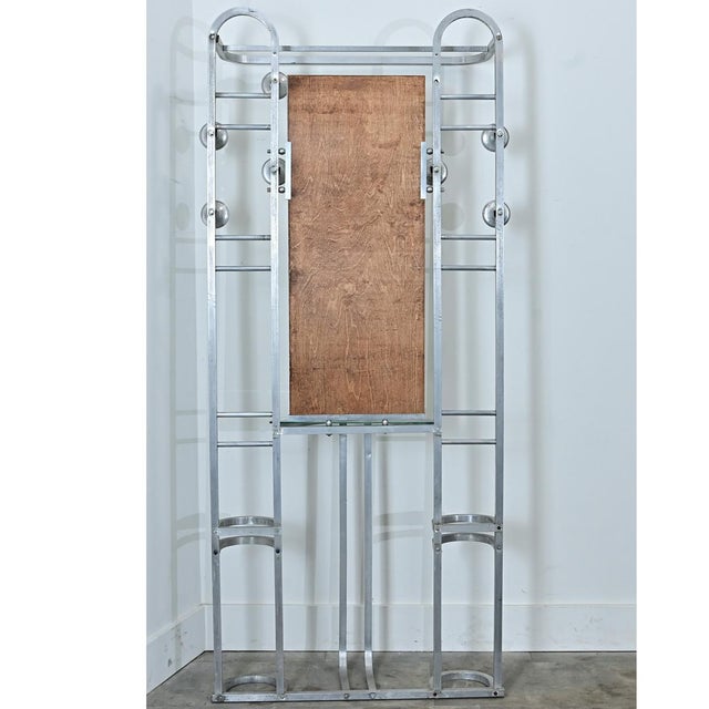 French Art Deco Aluminum Hall Tree with Mirror For Sale - Image 15 of 15