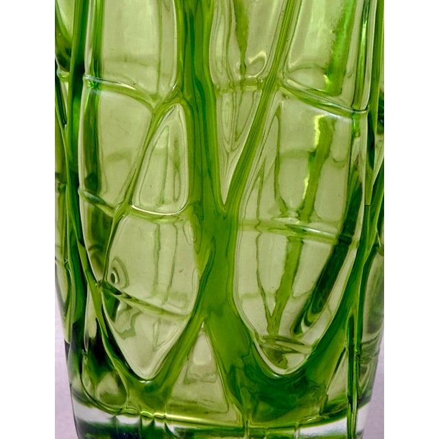Hand Blown Green Applied Glass Vase W/ Label by Margie’s Garden For Sale - Image 4 of 7