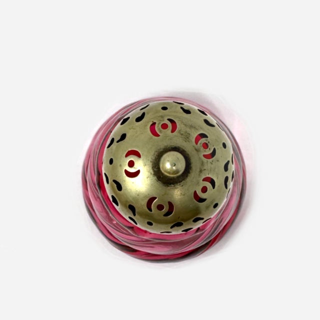 Raspberry Pink Antique Eapg Cranberry Glass Sugar Shaker | Swirl Pattern Muffineer 5.5" For Sale - Image 8 of 8