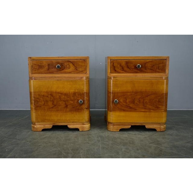 Brown Art Deco Bedside Tables, Former Czechoslovakia, 1930s, Set of 2 For Sale - Image 8 of 18