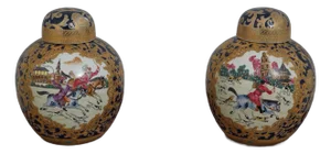 Pair Chinese Famille Rose 19th Century Porcelain Ginger Jars
