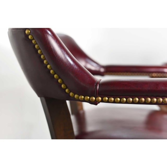 Oxblood Red Vintage Oxblood Leather Armchair Chair With Brass Nailheads by Village Industries Tennessee - a Pair For Sale - Image 8 of 12