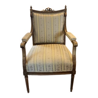 Late 1800’s Louis XVI Giltwood Armchair For Sale