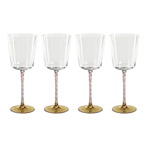 Sachi Amber & Pink Red Wine Glasses, Set of 4