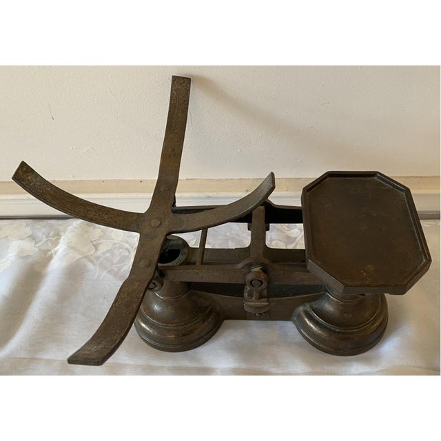 Metal Antique Wrought Iron and Copper Balance Scales For Sale - Image 7 of 8