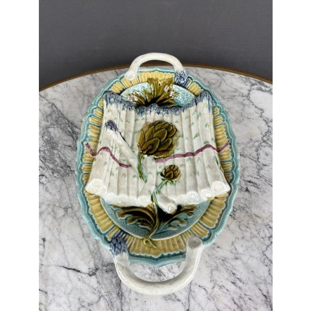 White 19th Century Platter and Plates from Sarreguemines, Set of 13 For Sale - Image 8 of 11