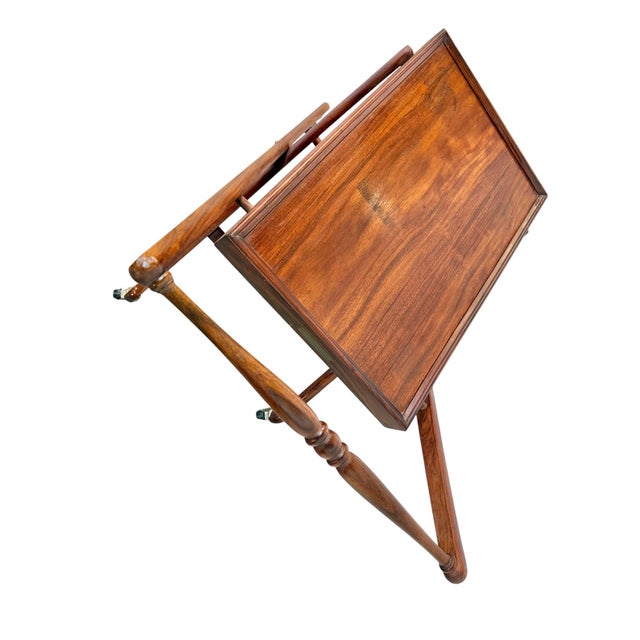 Wood Mid-Century Danish Modern Teak Folding Serving Cart For Sale - Image 7 of 9