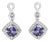 10K White Gold Blue Purple Tanzanite and Diamond Halo Cushion Shaped Drop Earrings (I-J Color, I1-I2 Clarity) For Sale