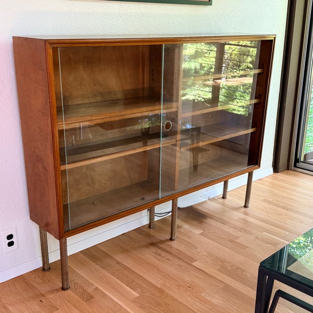 Mid Century Danish Glassfront Bookcase For Sale - Image 10 of 13