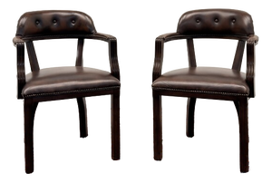 English Desk Chairs in Leather, Set of 2