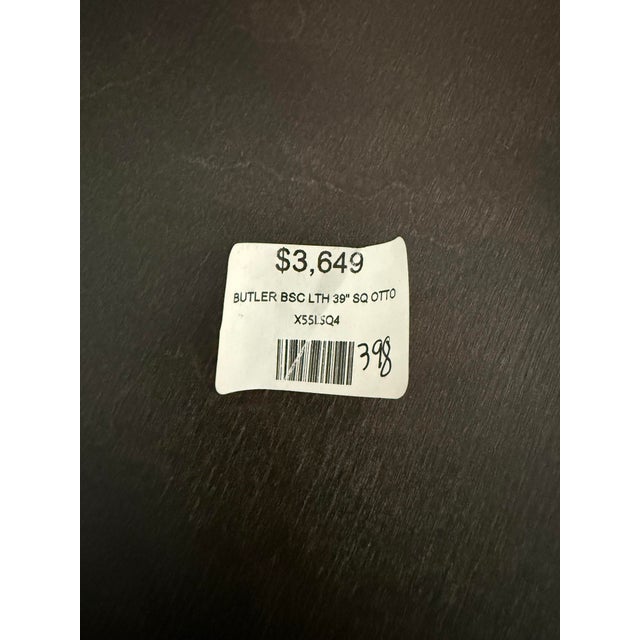 Arhaus Camden Collection Butler Leather Ottoman in Slate Showroom Sample For Sale - Image 11 of 11