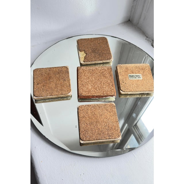 Vintage Late 20th Century Italian Marble Coasters With Butterfly and Botanical Illustrations - Set of 5 For Sale In New York - Image 6 of 9